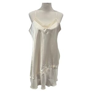 Vintage 80s Movie Star Satin Chemise Slip Nightgown Size XL